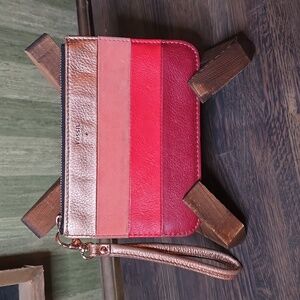 Vintage Fossil Multicolor Leather Wristlet credit card organizer wallet